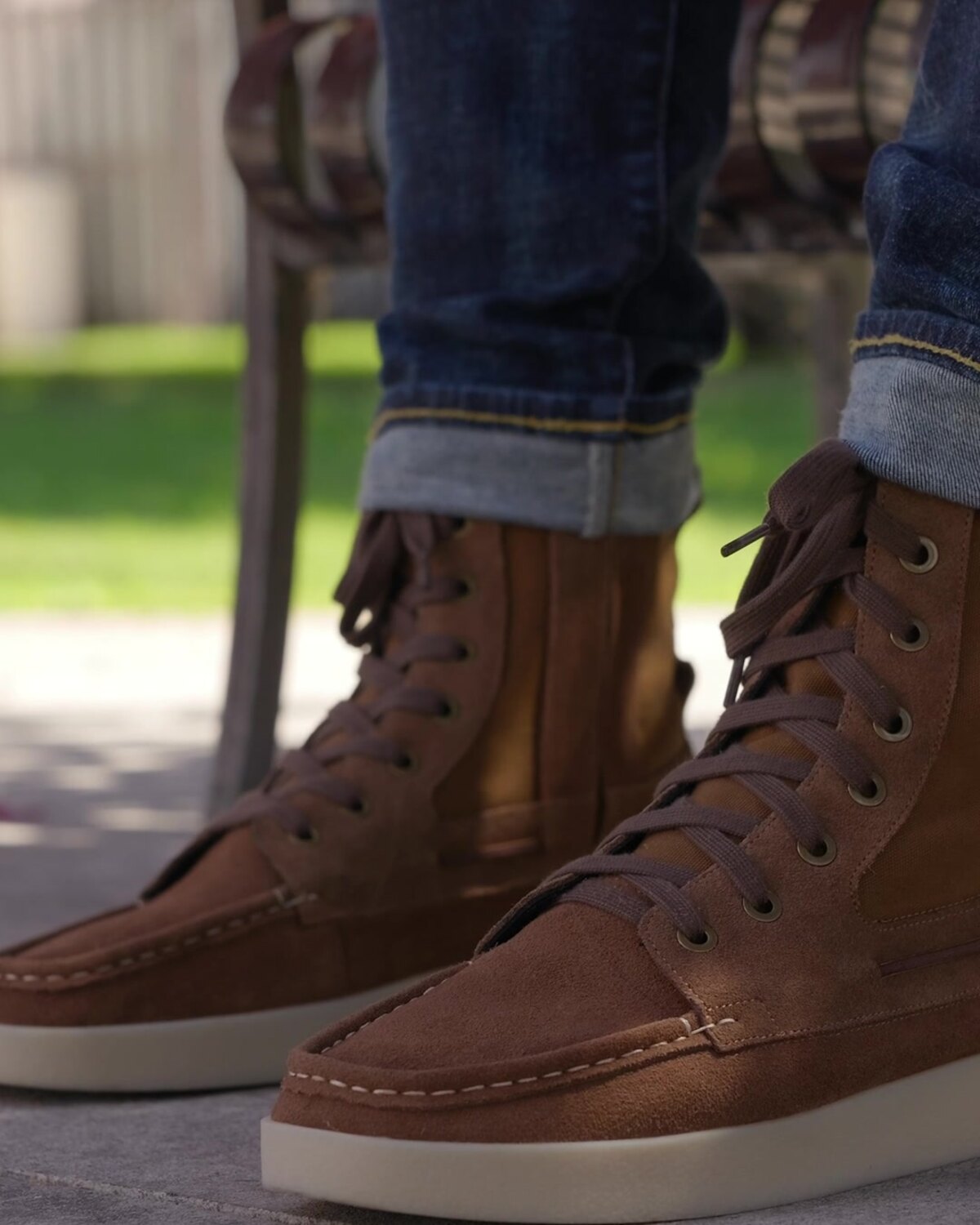 Hand-stitched moc toe
