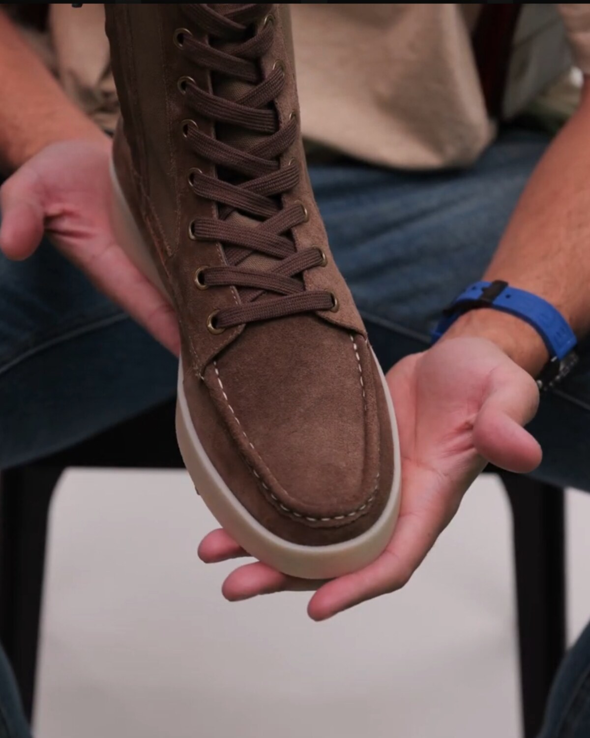Suede, canvas, brass